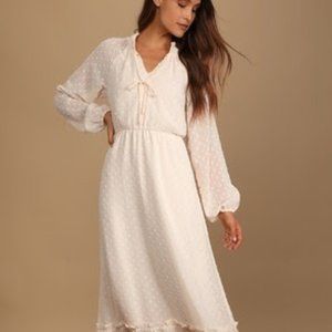 Lulu's Swiss Dot Cream Maxi Dress